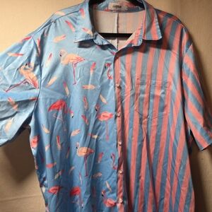 Vibrant Flamingo Print Men's Shirt